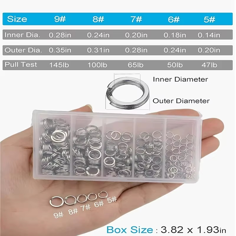5 Size Rvs Vissen Split Ringen - Fishing Equipment Box recensie en prijs